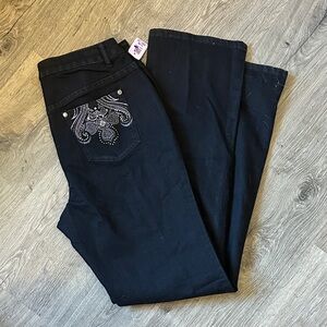 Christopher & Banks Black Flare Jeans with Embellished Pocket